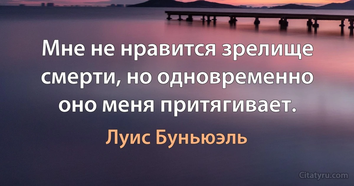 Мне не нравится зрелище смерти, но одновременно оно меня притягивает. (Луис Буньюэль)