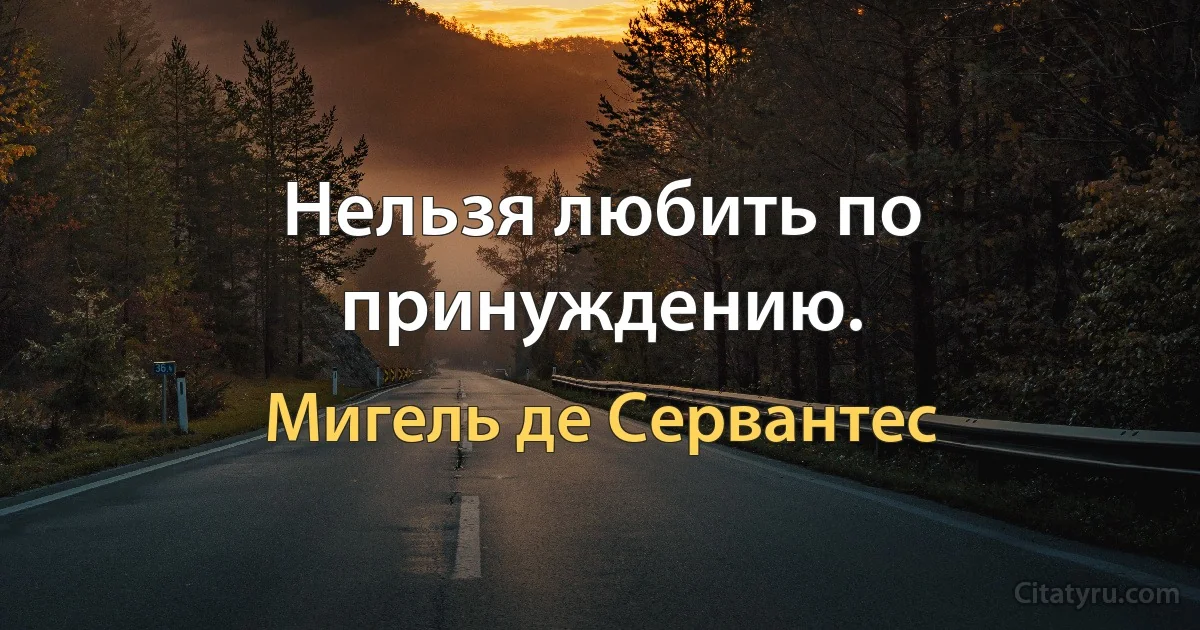 Нельзя любить по принуждению. (Мигель де Сервантес)