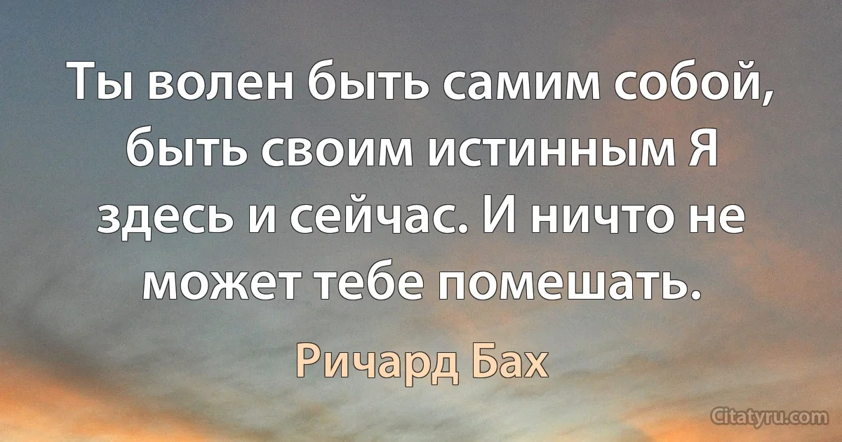 Ты волен быть самим собой, быть своим истинным Я здесь и сейчас. И ничто не может тебе помешать. (Ричард Бах)