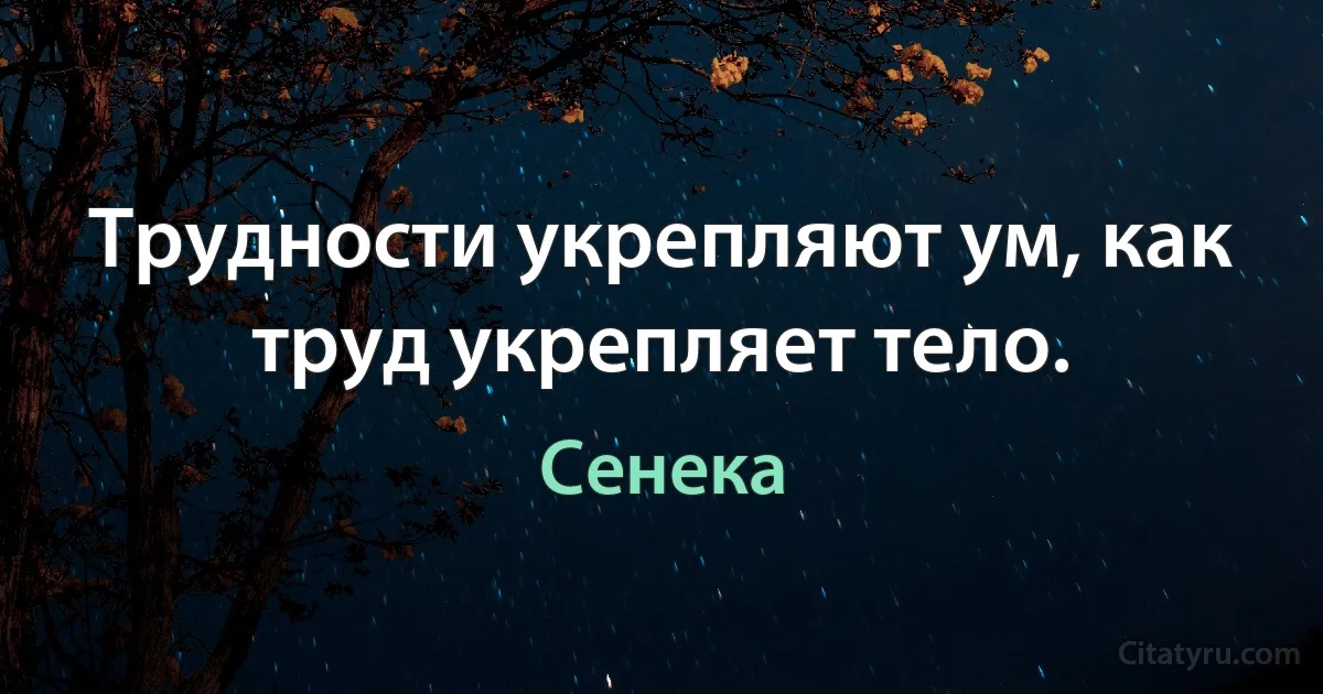 Трудности укрепляют ум, как труд укрепляет тело. (Сенека)