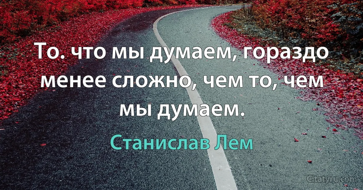 То. что мы думаем, гораздо менее сложно, чем то, чем мы думаем. (Станислав Лем)