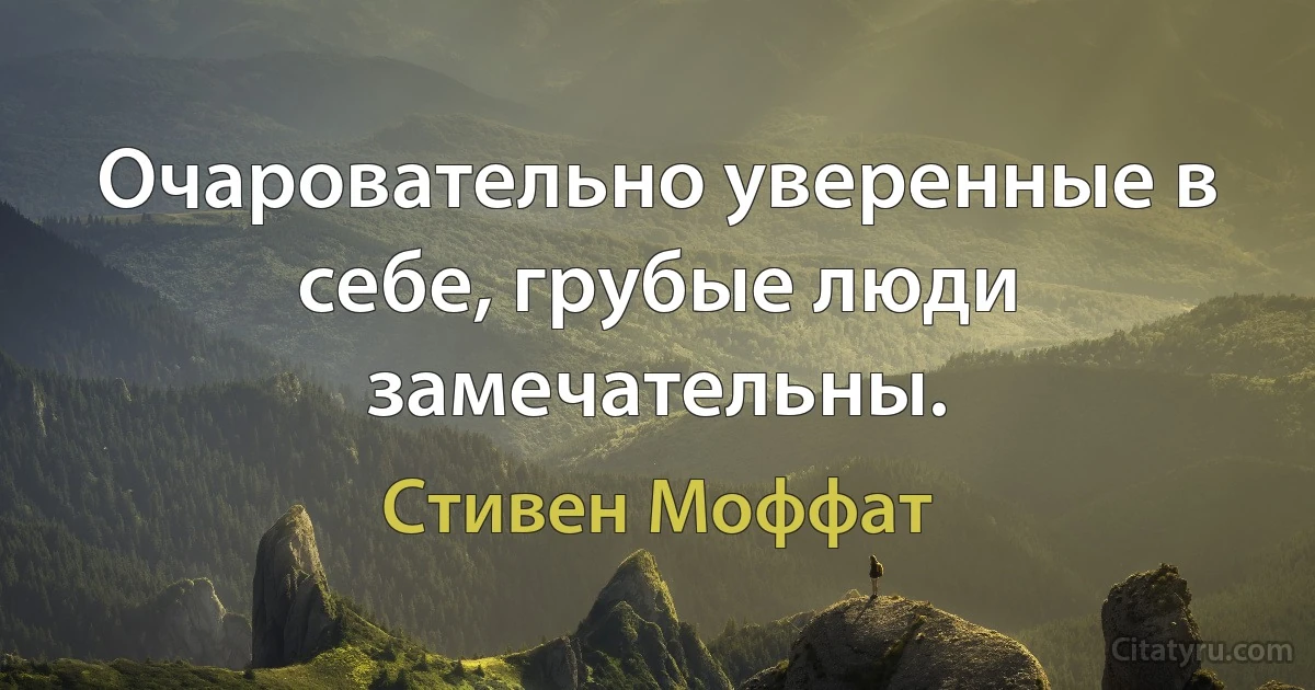 Очаровательно уверенные в себе, грубые люди замечательны. (Стивен Моффат)