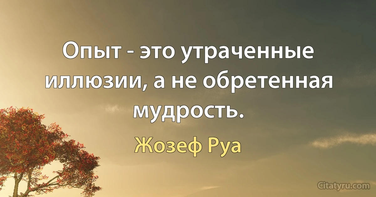 Опыт - это утраченные иллюзии, а не обретенная мудрость. (Жозеф Руа)