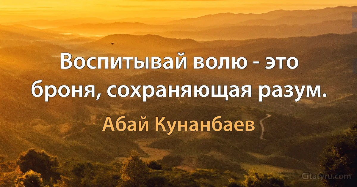 Воспитывай волю - это броня, сохраняющая разум. (Абай Кунанбаев)