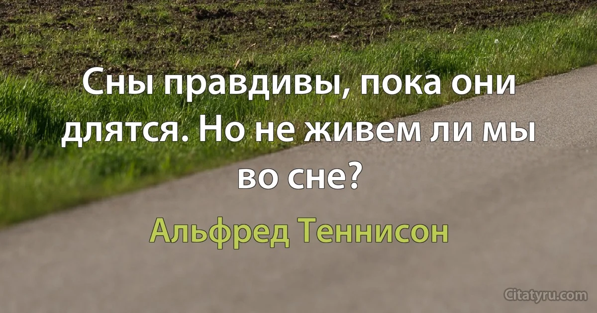 Сны правдивы, пока они длятся. Но не живем ли мы во сне? (Альфред Теннисон)