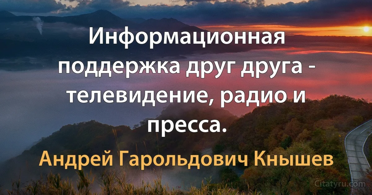 Информационная поддержка друг друга - телевидение, радио и пресса. (Андрей Гарольдович Кнышев)