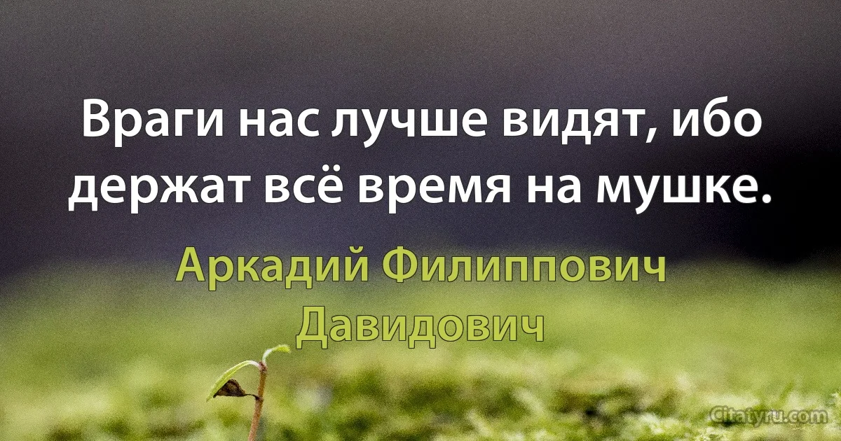 Враги нас лучше видят, ибо держат всё время на мушке. (Аркадий Филиппович Давидович)