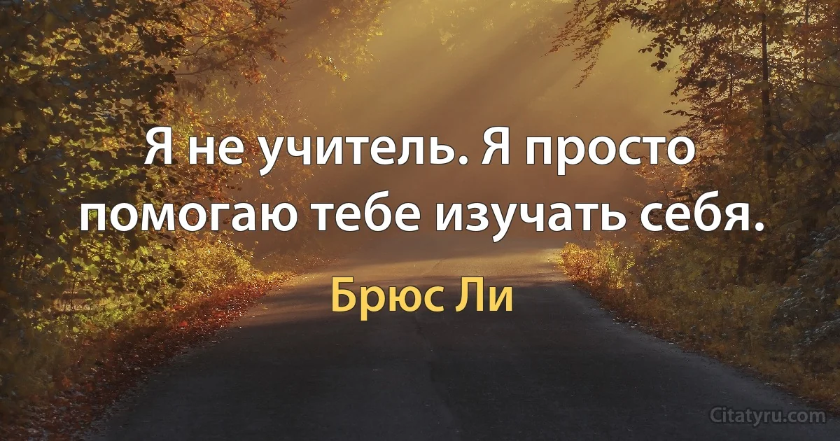 Я не учитель. Я просто помогаю тебе изучать себя. (Брюс Ли)