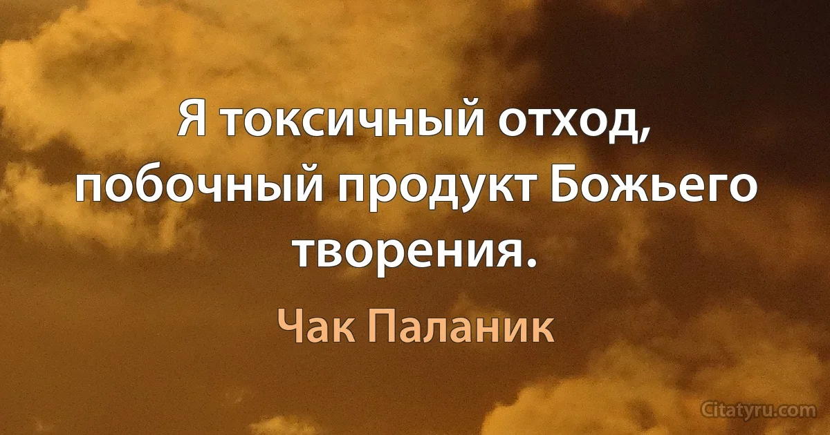 Я токсичный отход, побочный продукт Божьего творения. (Чак Паланик)