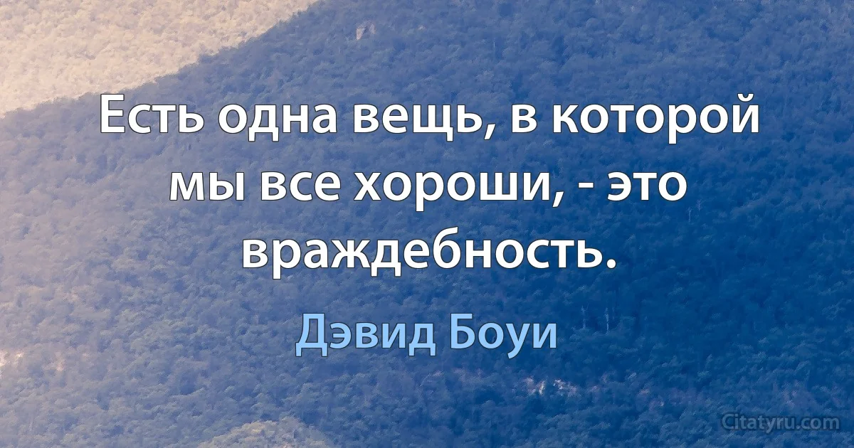 Есть одна вещь, в которой мы все хороши, - это враждебность. (Дэвид Боуи)