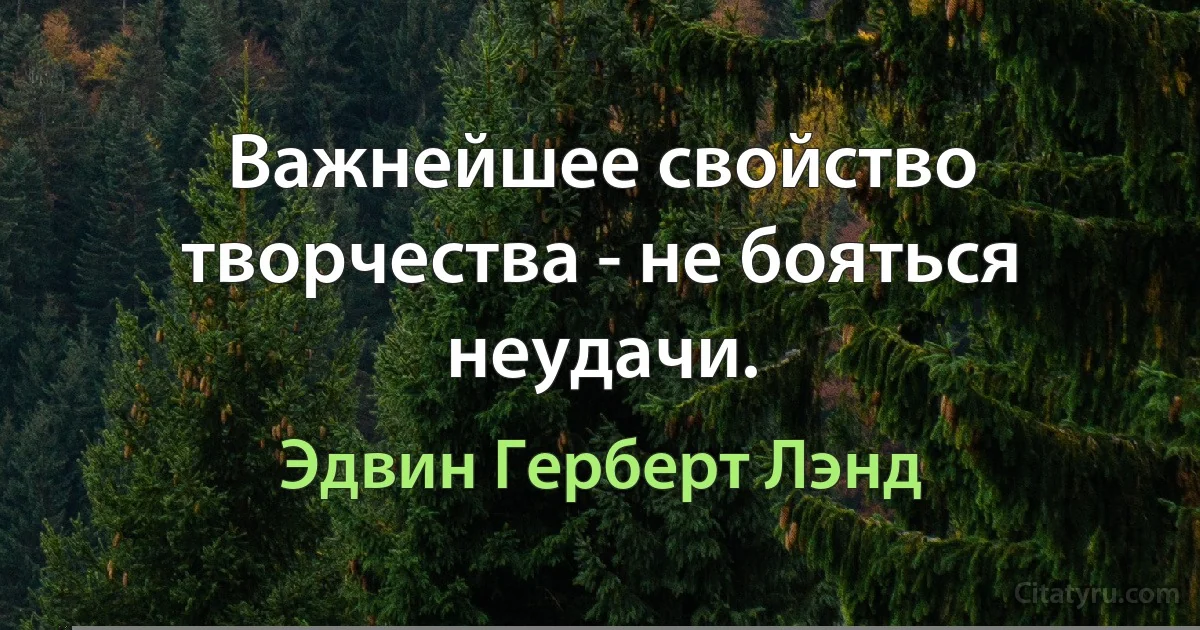 Важнейшее свойство творчества - не бояться неудачи. (Эдвин Герберт Лэнд)