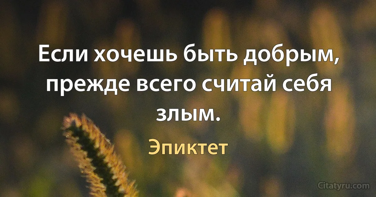 Если хочешь быть добрым, прежде всего считай себя злым. (Эпиктет)