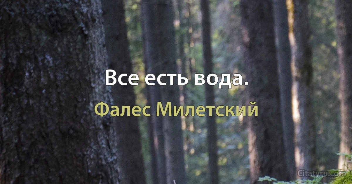 Все есть вода. (Фалес Милетский)