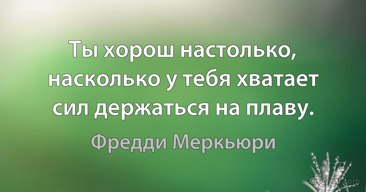 Ты хорош настолько, насколько у тебя хватает сил держаться на плаву. (Фредди Меркьюри)