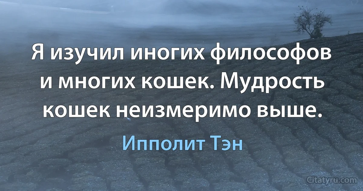 Я изучил иногих философов и многих кошек. Мудрость кошек неизмеримо выше. (Ипполит Тэн)