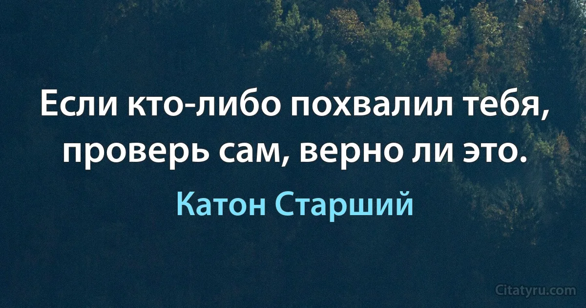 Если кто-либо похвалил тебя, проверь сам, верно ли это. (Катон Старший)