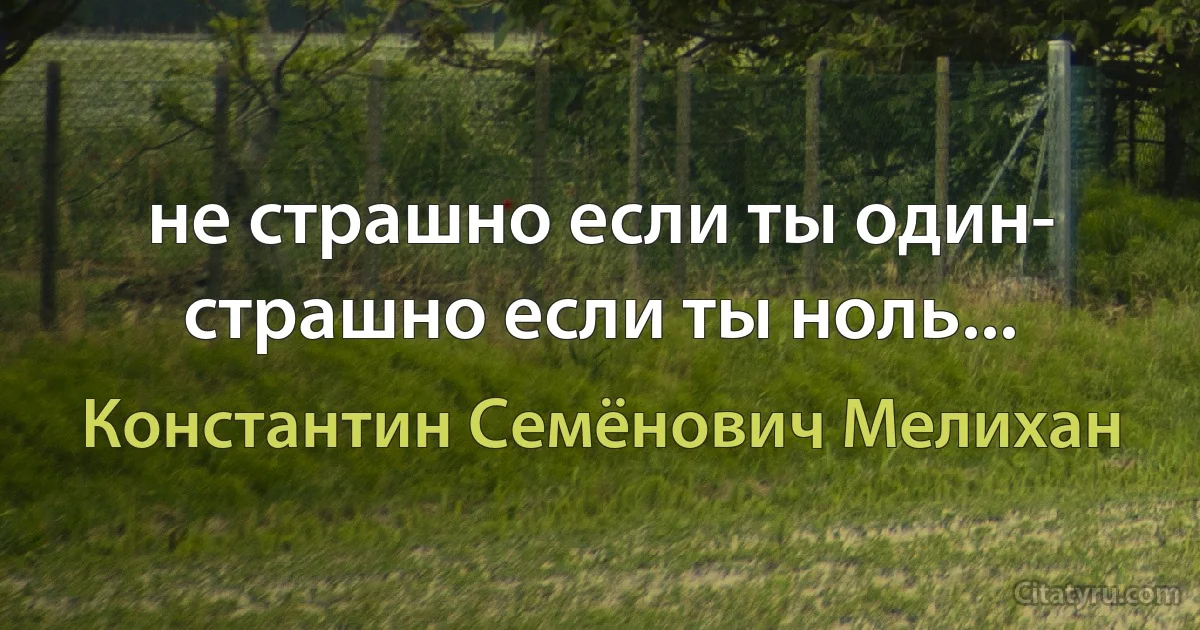 не страшно если ты один- страшно если ты ноль... (Константин Семёнович Мелихан)