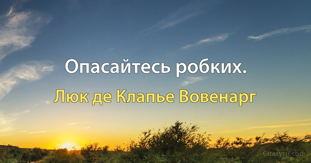 Опасайтесь робких. (Люк де Клапье Вовенарг)