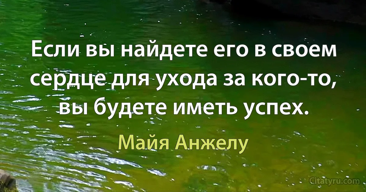 Если вы найдете его в своем сердце для ухода за кого-то, вы будете иметь успех. (Майя Анжелу)