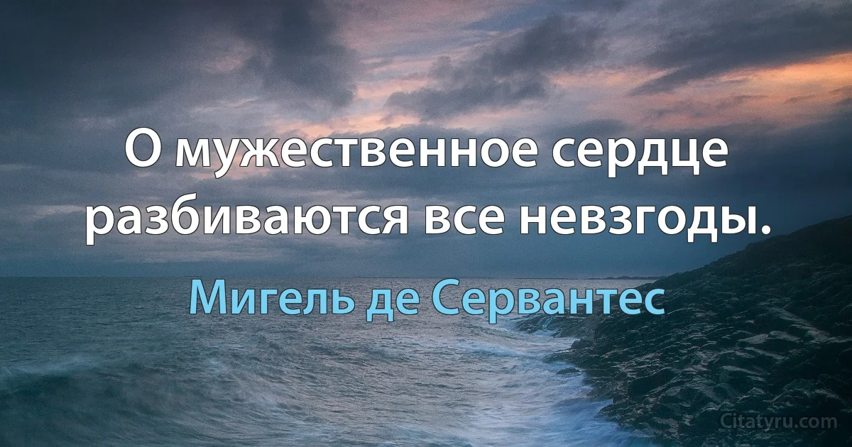 О мужественное сердце разбиваются все невзгоды. (Мигель де Сервантес)