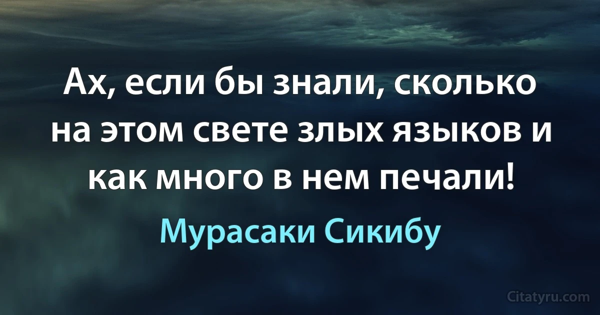 Ах, если бы знали, сколько на этом свете злых языков и как много в нем печали! (Мурасаки Сикибу)