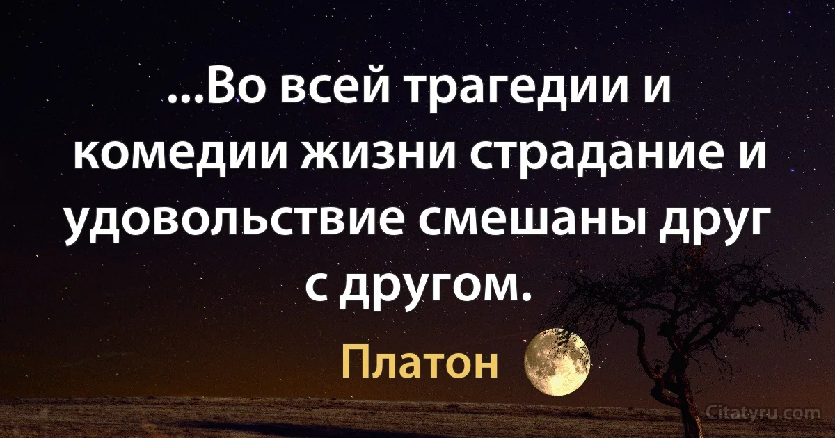 ...Во всей трагедии и комедии жизни страдание и удовольствие смешаны друг с другом. (Платон)