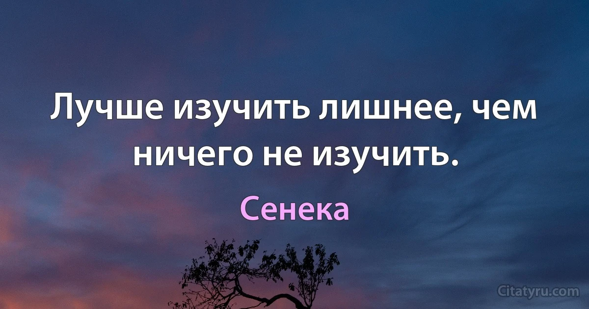 Лучше изучить лишнее, чем ничего не изучить. (Сенека)