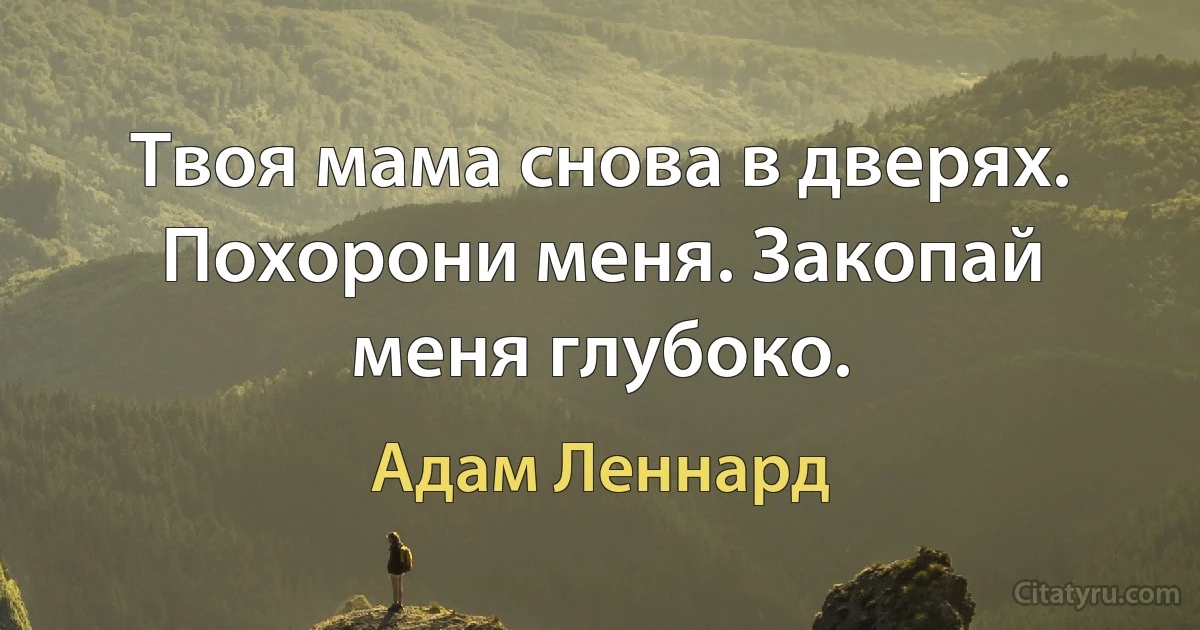 Твоя мама снова в дверях. Похорони меня. Закопай меня глубоко. (Адам Леннард)