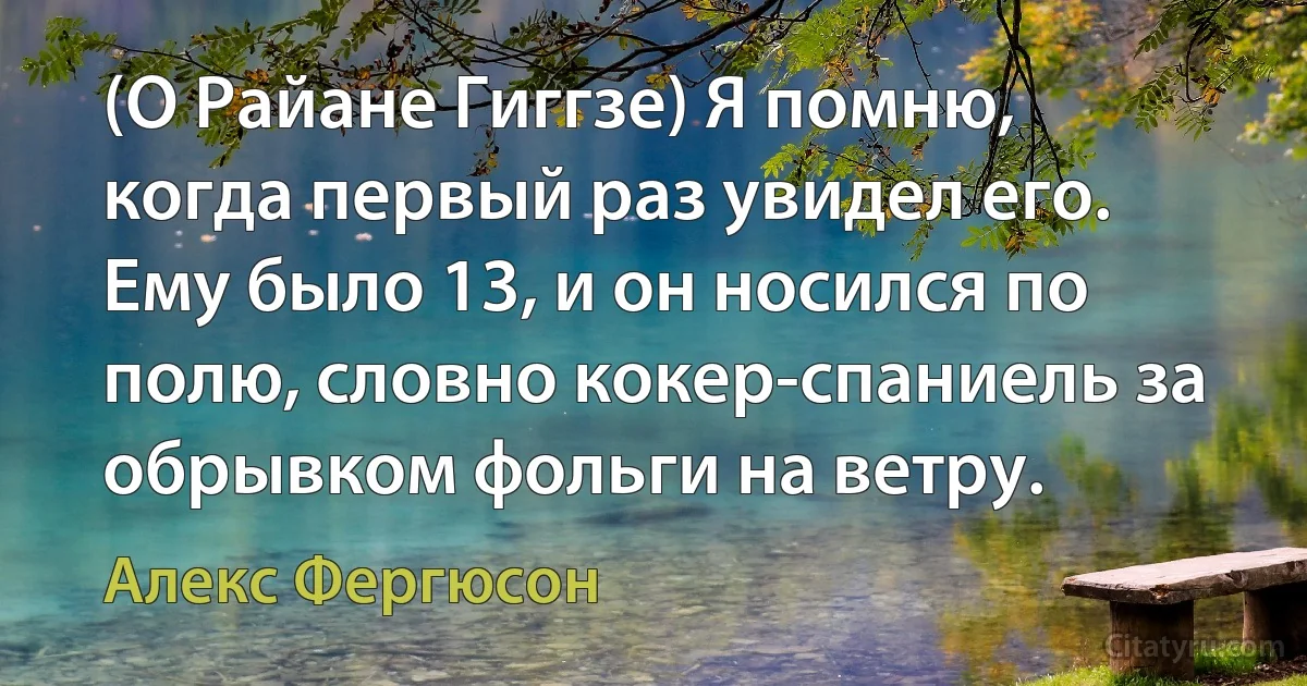 (О Райане Гиггзе) Я помню, когда первый раз увидел его. Ему было 13, и он носился по полю, словно кокер-спаниель за обрывком фольги на ветру. (Алекс Фергюсон)