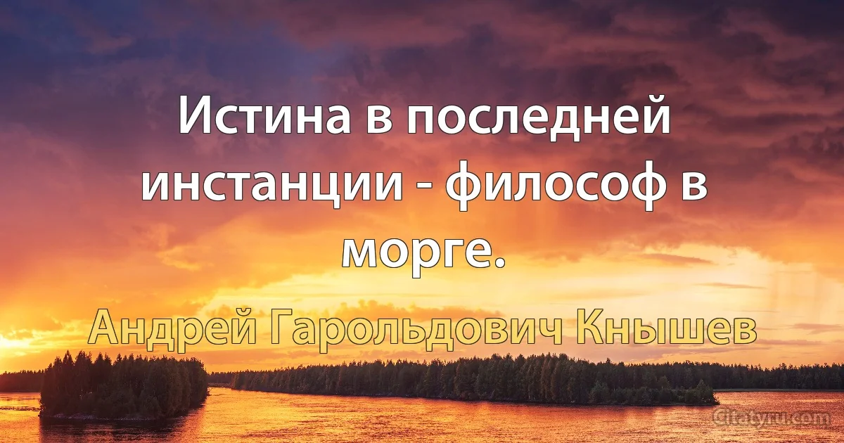 Истина в последней инстанции - философ в морге. (Андрей Гарольдович Кнышев)