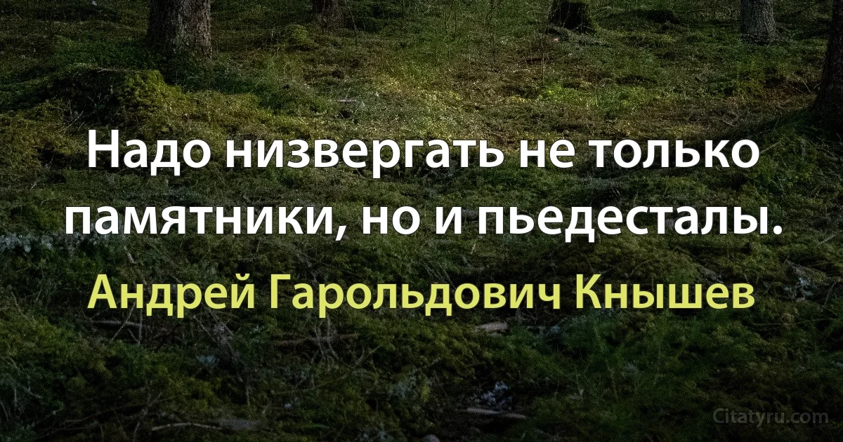 Надо низвергать не только памятники, но и пьедесталы. (Андрей Гарольдович Кнышев)