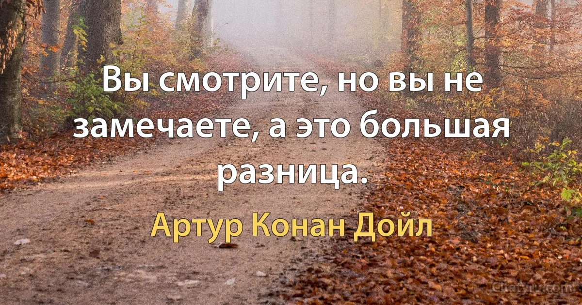 Вы смотрите, но вы не замечаете, а это большая разница. (Артур Конан Дойл)