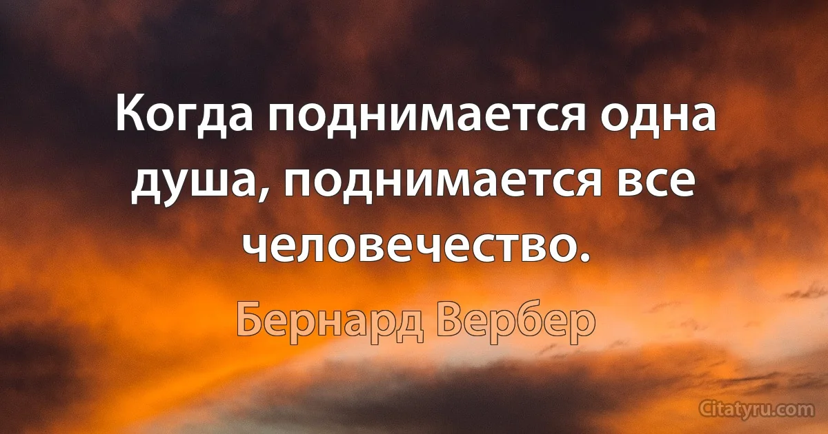 Когда поднимается одна душа, поднимается все человечество. (Бернард Вербер)