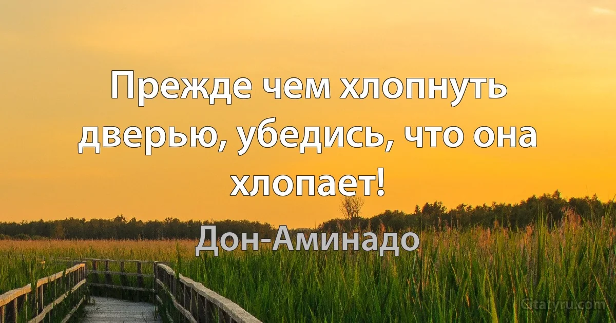 Прежде чем хлопнуть дверью, убедись, что она хлопает! (Дон-Аминадо)