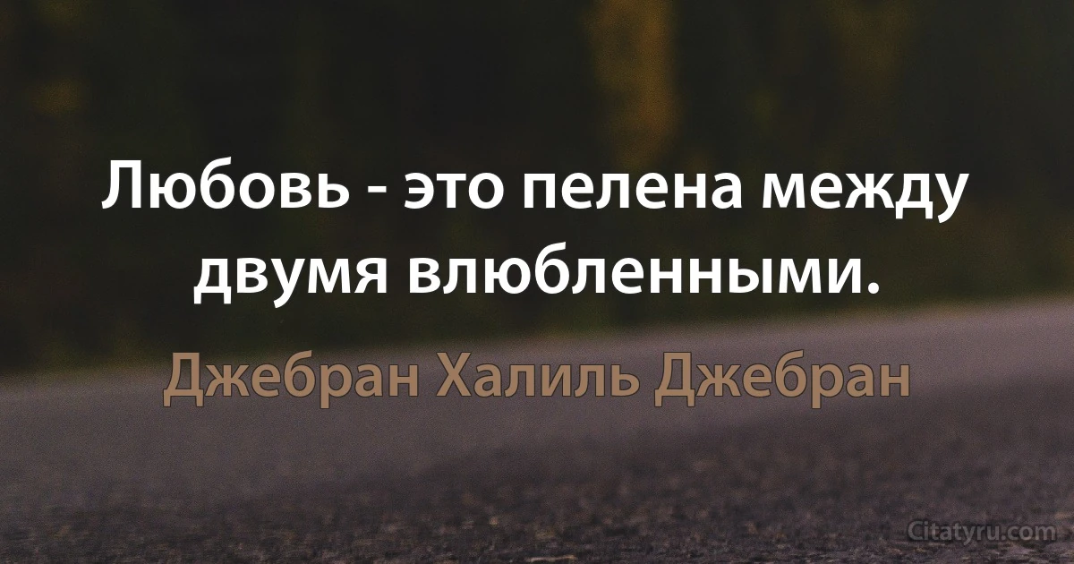 Любовь - это пелена между двумя влюбленными. (Джебран Халиль Джебран)