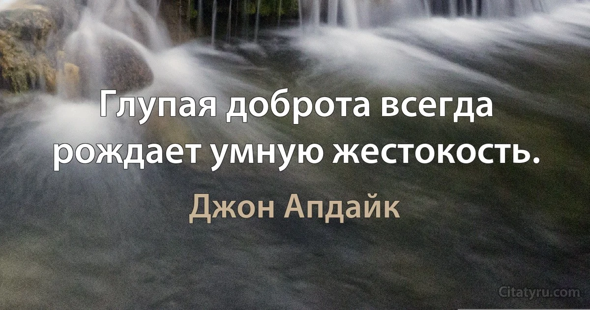 Глупая доброта всегда рождает умную жестокость. (Джон Апдайк)