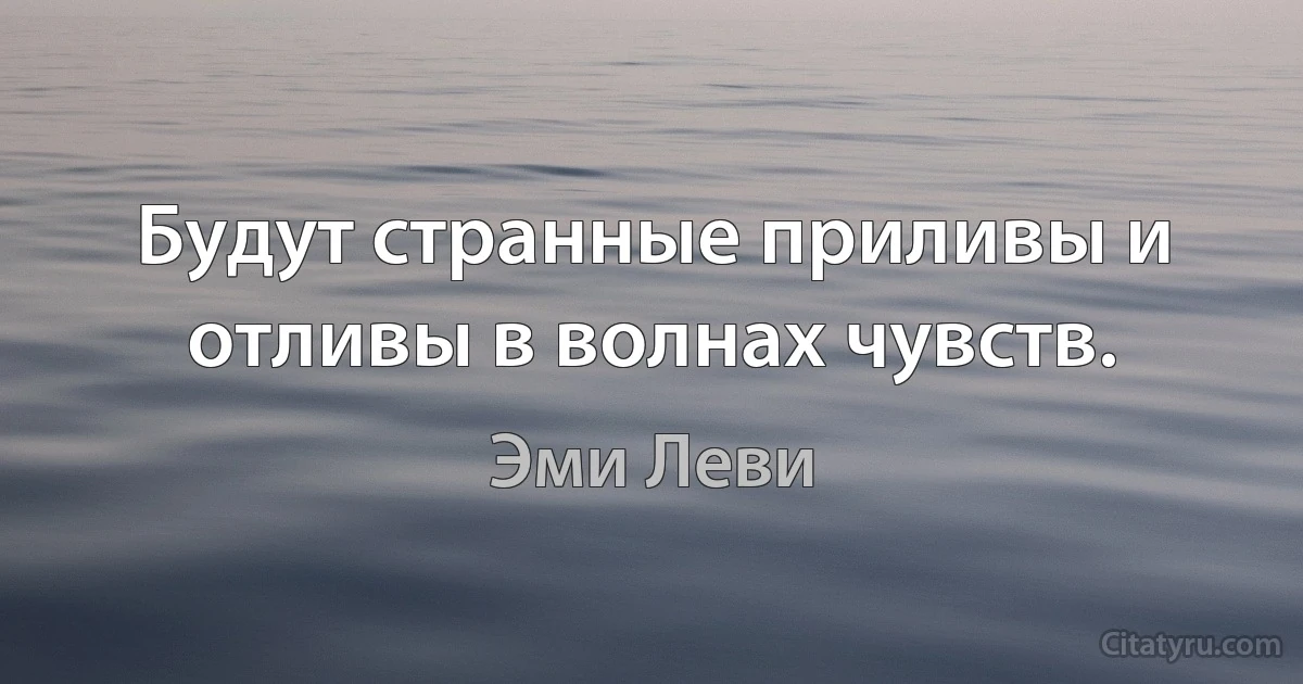 Будут странные приливы и отливы в волнах чувств. (Эми Леви)