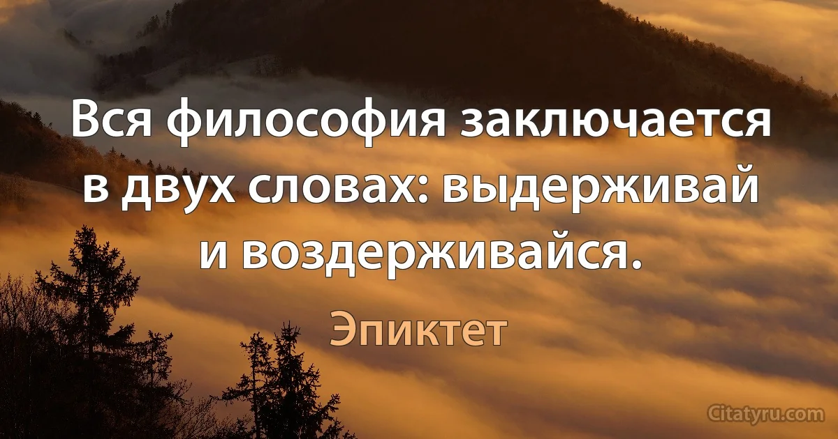 Вся философия заключается в двух словах: выдерживай и воздерживайся. (Эпиктет)