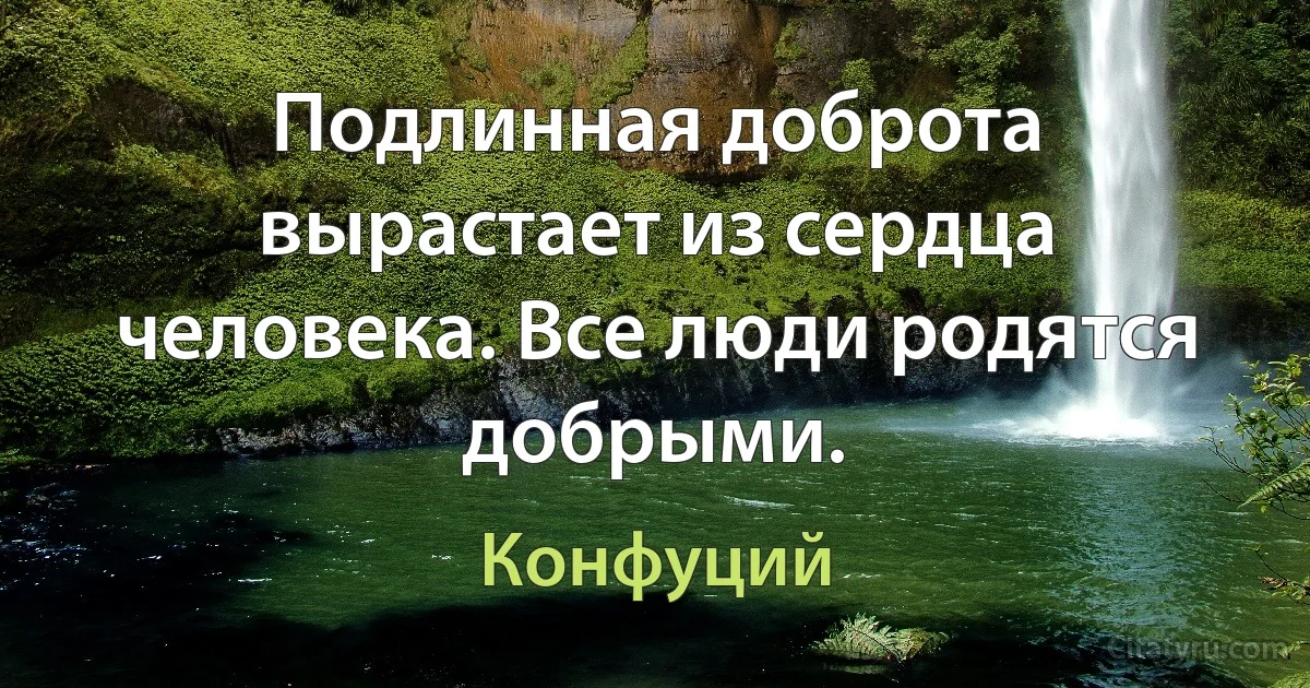 Подлинная доброта вырастает из сердца человека. Все люди родятся добрыми. (Конфуций)