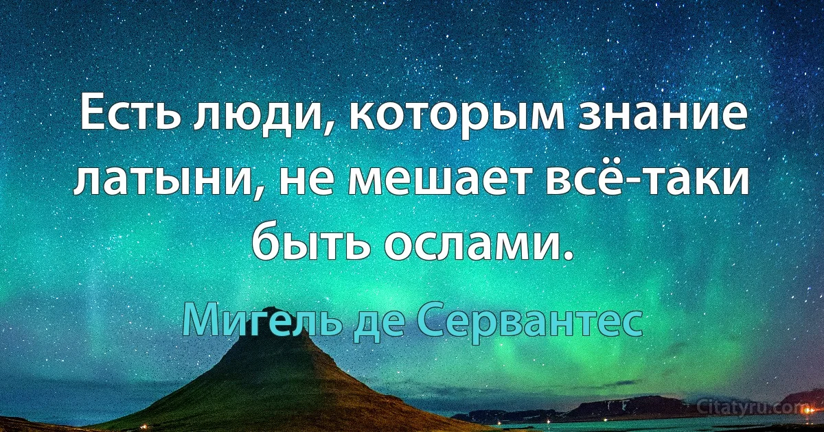 Есть люди, которым знание латыни, не мешает всё-таки быть ослами. (Мигель де Сервантес)