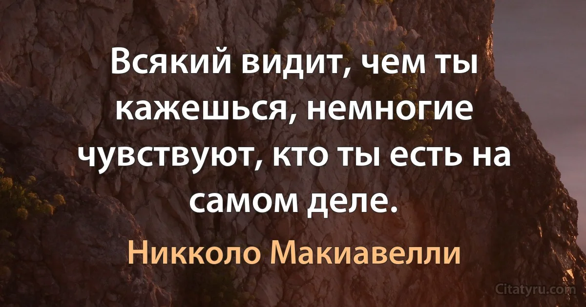 Всякий видит, чем ты кажешься, немногие чувствуют, кто ты есть на самом деле. (Никколо Макиавелли)