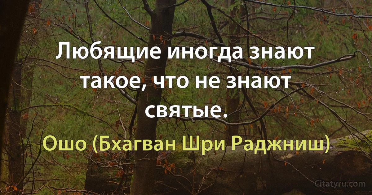 Любящие иногда знают такое, что не знают святые. (Ошо (Бхагван Шри Раджниш))