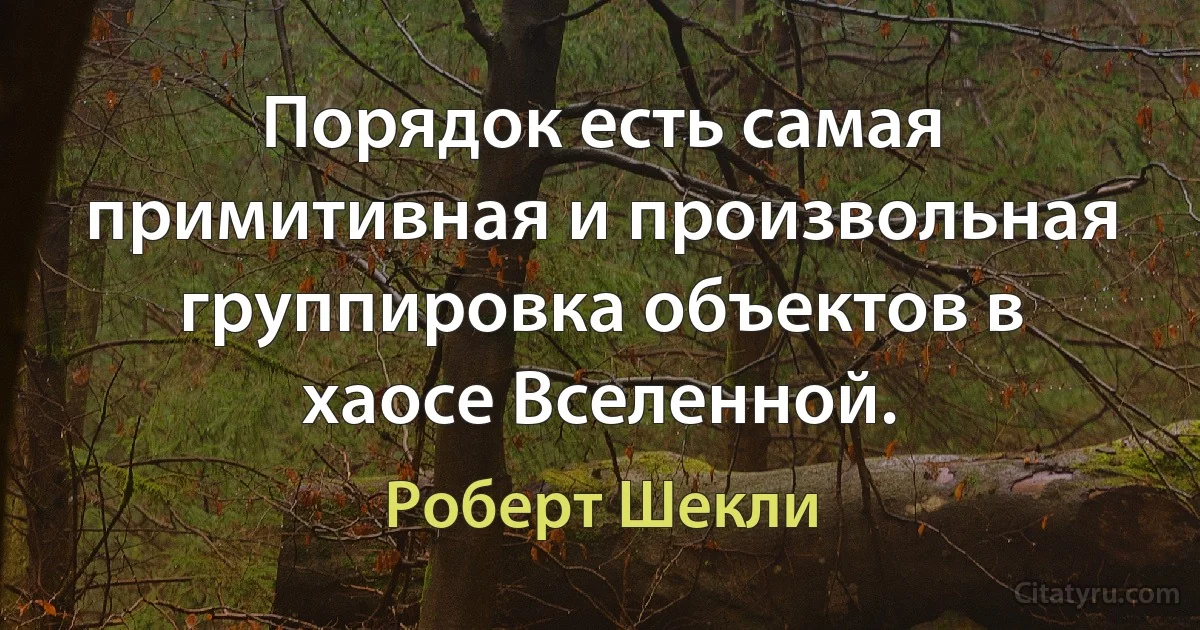 Порядок есть самая примитивная и произвольная группировка объектов в хаосе Вселенной. (Роберт Шекли)