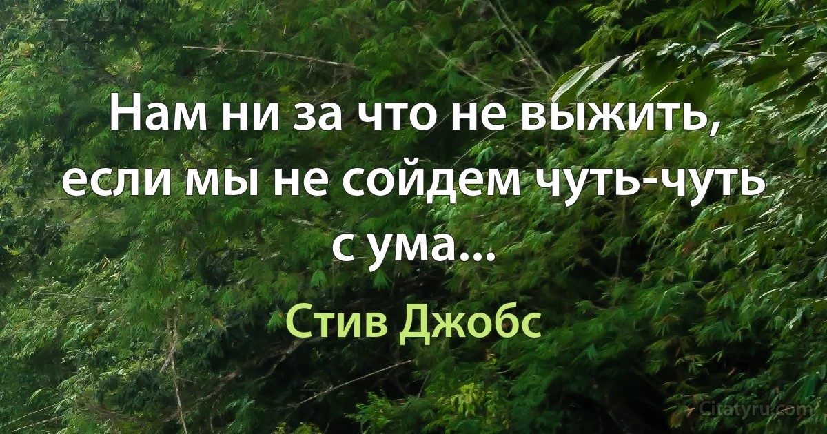 Нам ни за что не выжить, если мы не сойдем чуть-чуть с ума... (Стив Джобс)