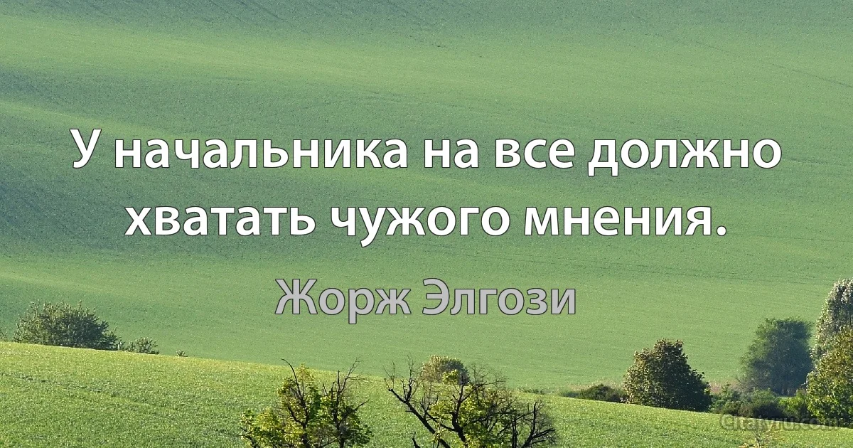 У начальника на все должно хватать чужого мнения. (Жорж Элгози)