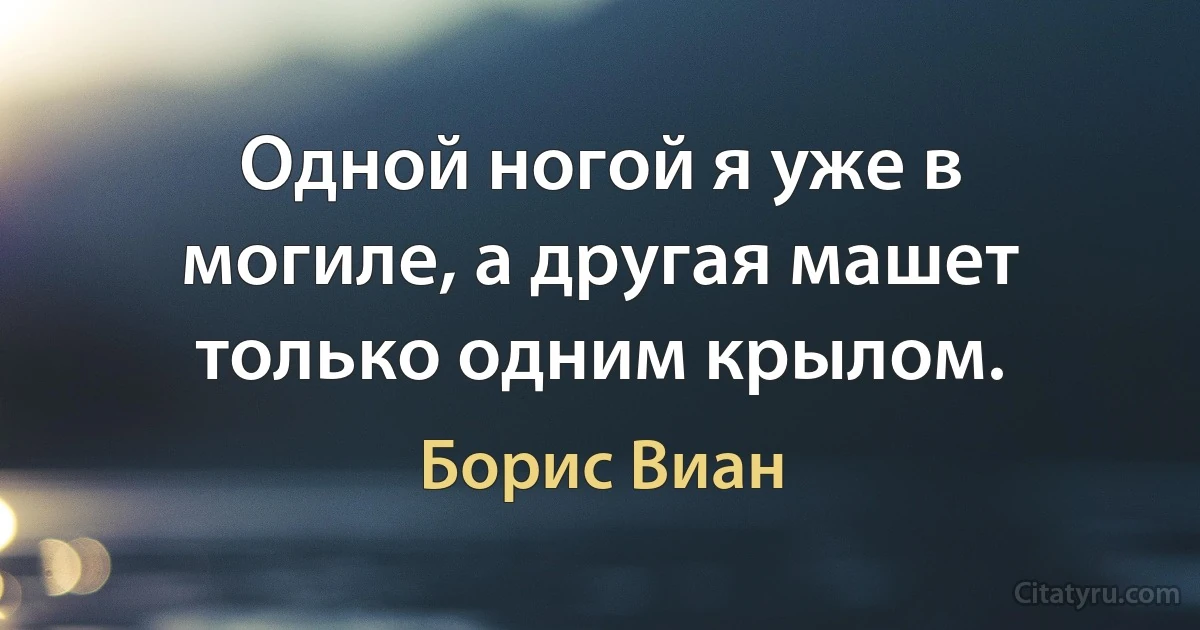 Одной ногой я уже в могиле, а другая машет только одним крылом. (Борис Виан)