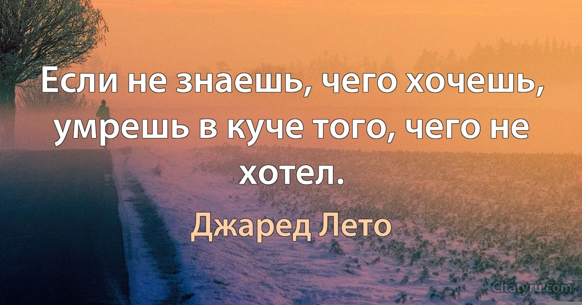 Если не знаешь, чего хочешь, умрешь в куче того, чего не хотел. (Джаред Лето)