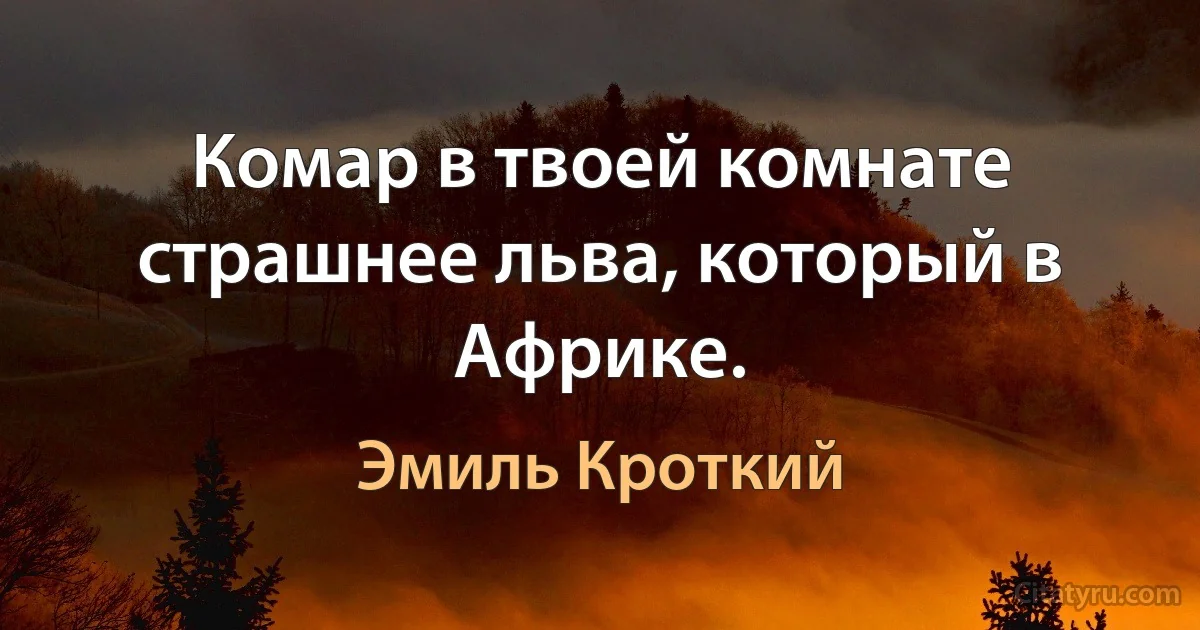 Комар в твоей комнате страшнее льва, который в Африке. (Эмиль Кроткий)