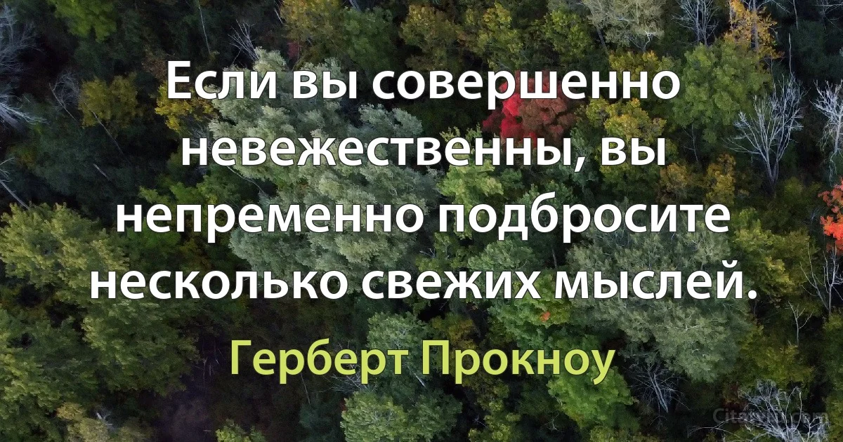 Если вы совершенно невежественны, вы непременно подбросите несколько свежих мыслей. (Герберт Прокноу)