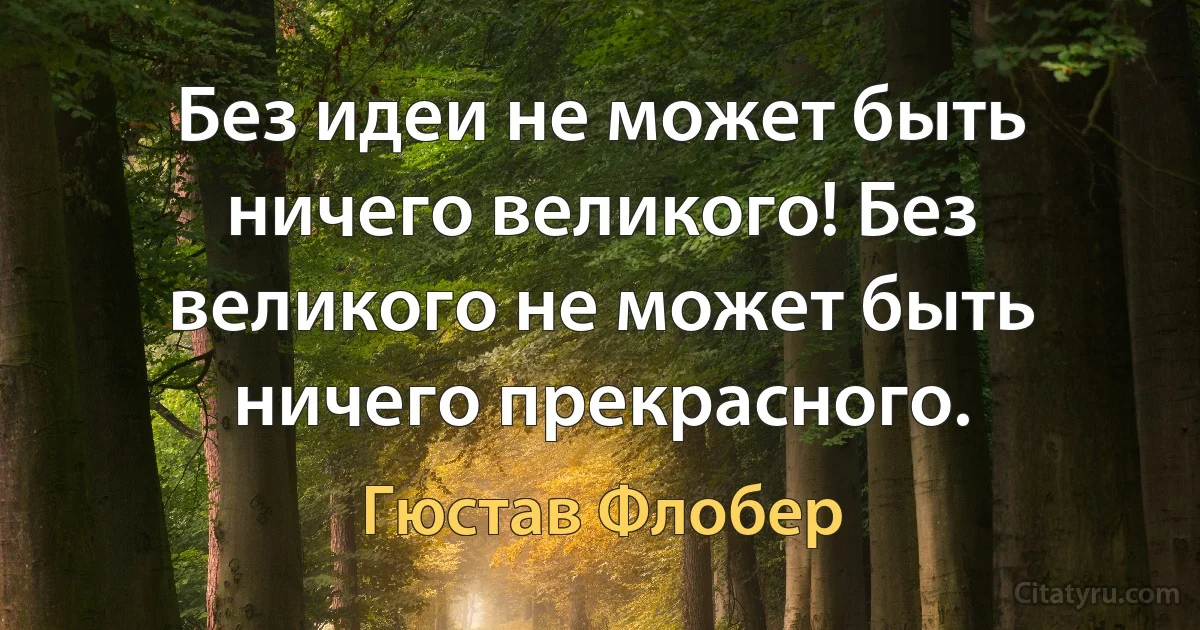 Без идеи не может быть ничего великого! Без великого не может быть ничего прекрасного. (Гюстав Флобер)